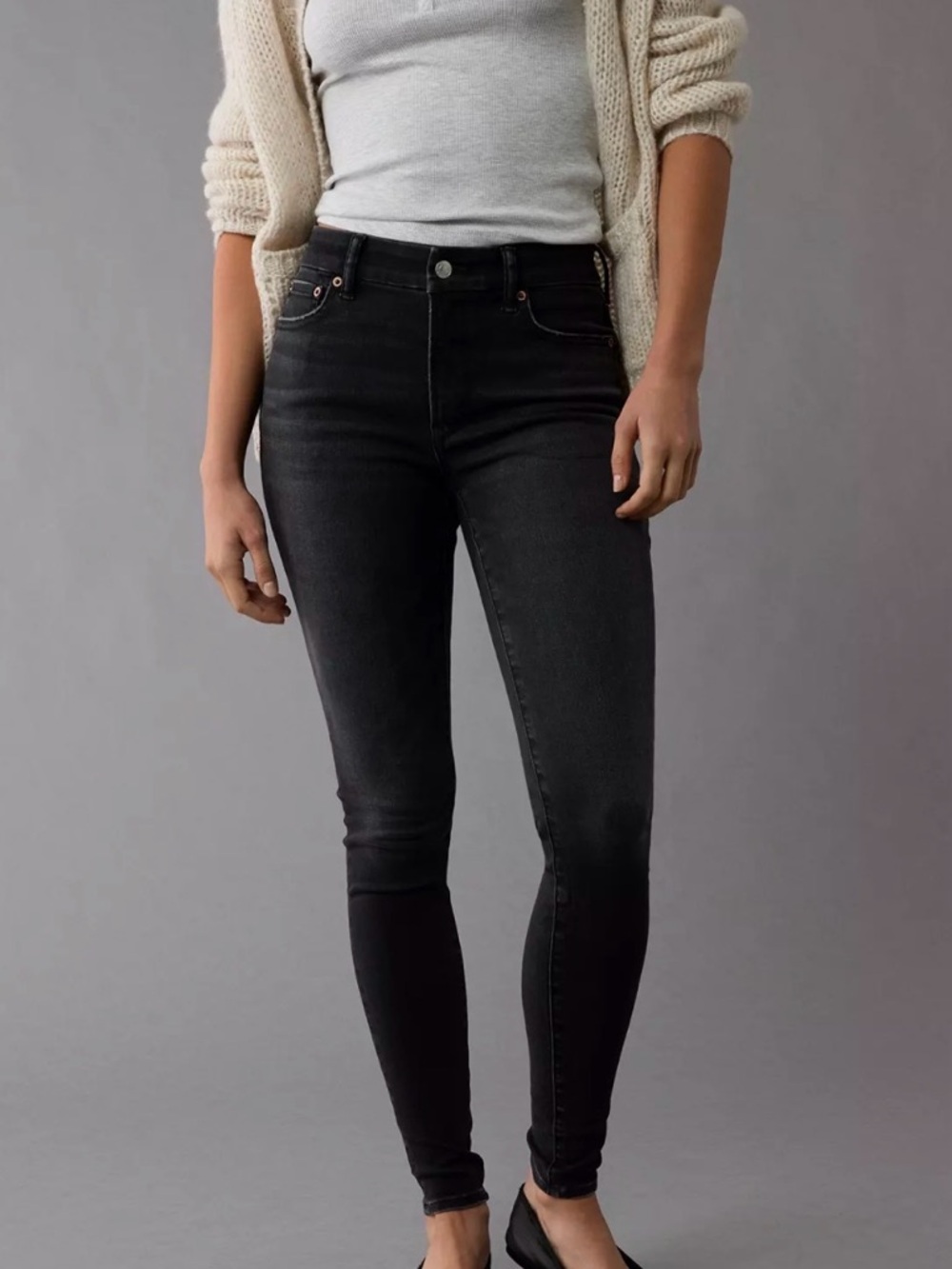 AE American Eagle Women’s High-Rise Black Skinny Jeans Jeggings Next Level